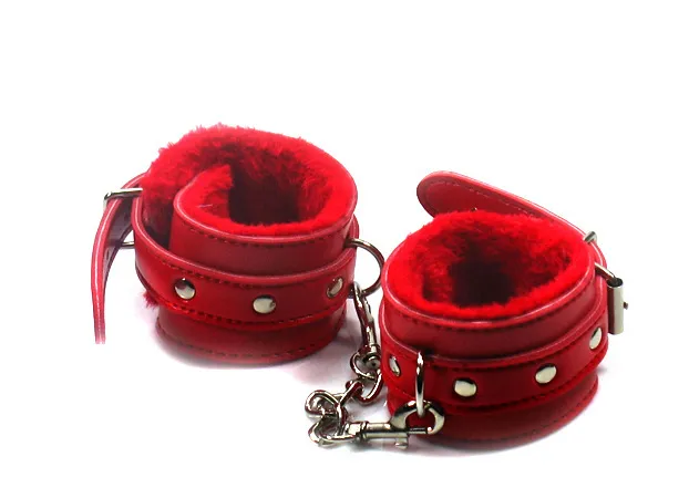 Leather BDSM Couples Handcuffs with Chain