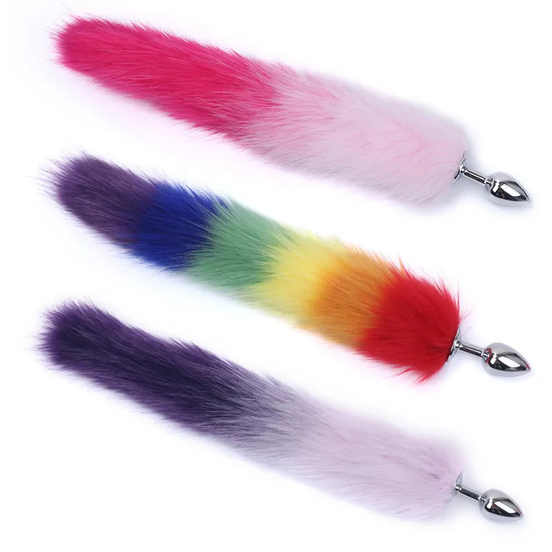 Fox Tail Anal Plug Stainless Steel Base with Fluffy Costume Tail