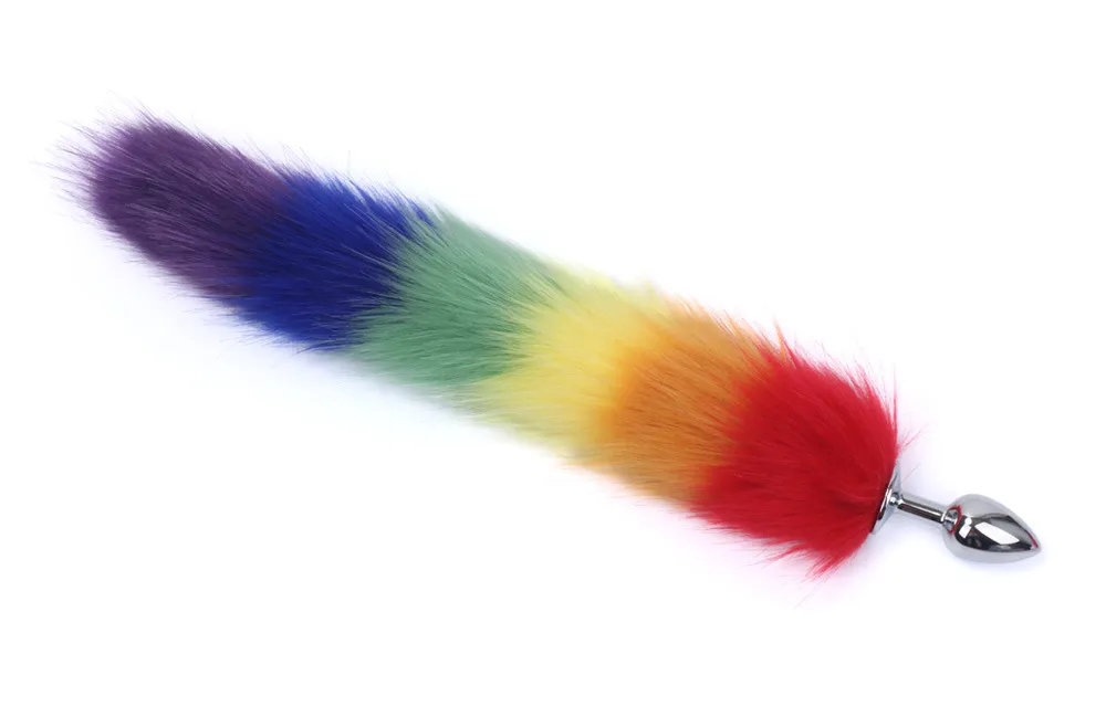 Fox Tail Anal Plug Stainless Steel Base with Fluffy Costume Tail