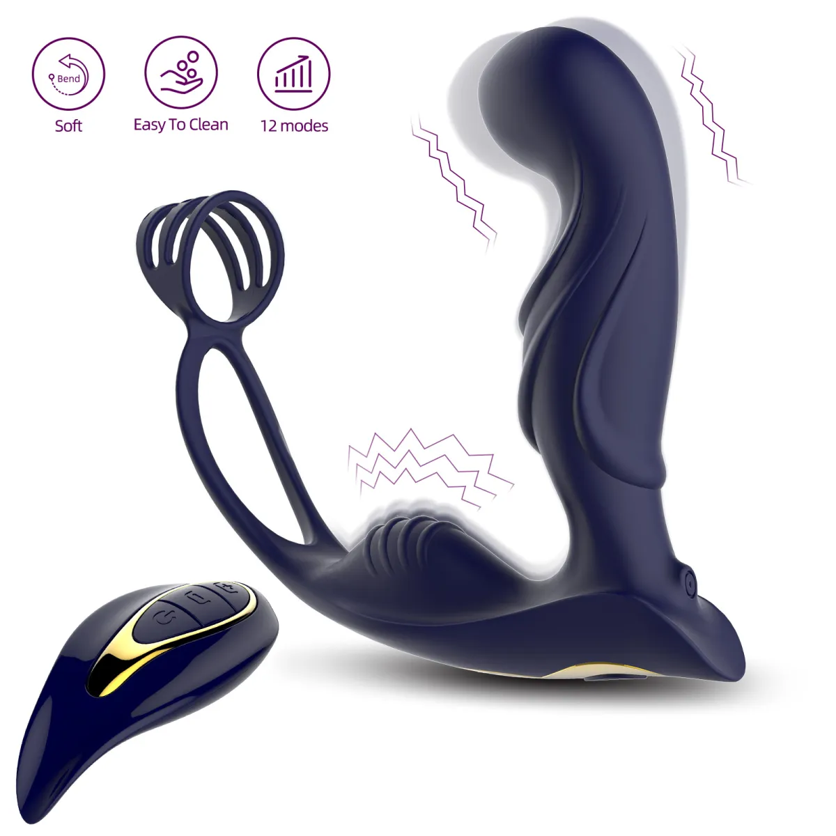 Prostate Massager Men Sex Toy with Cock Ring & Remote Control