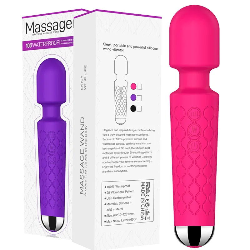 Mini Wand Vibrator  20 Modes Waterproof USB clit Massager