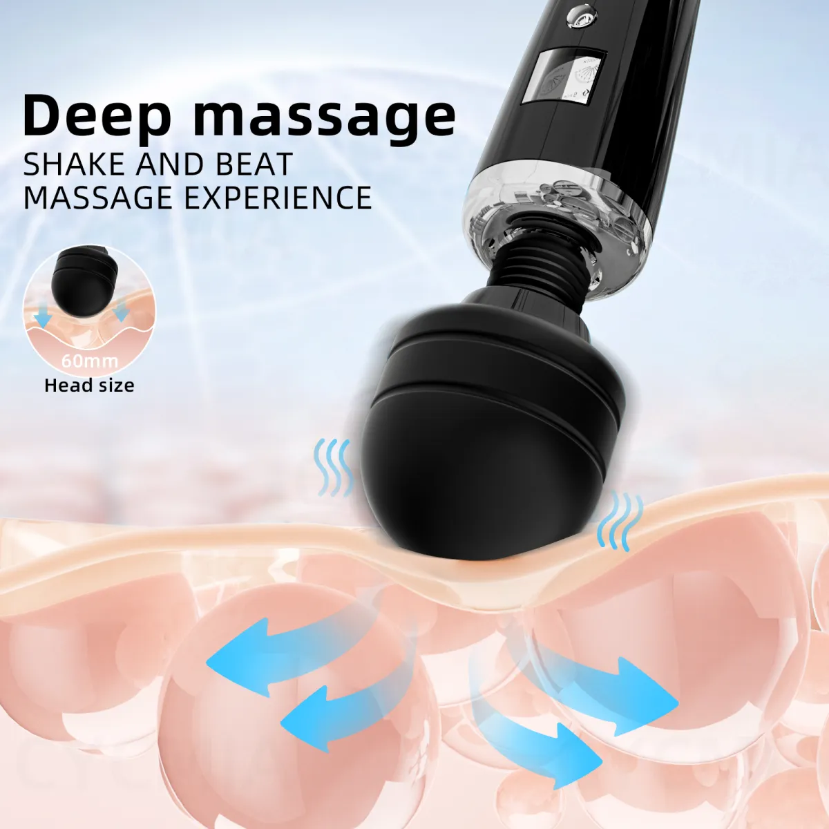 Ergo-Curve Pro Wand Massager, 20 Pattern Rechargeable with Easy-Reach Curved Handle