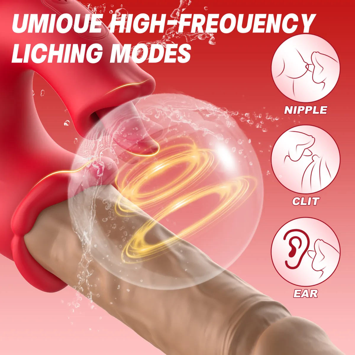 Thrusting Dildo Vibrator with Tongue Clit Stimulator