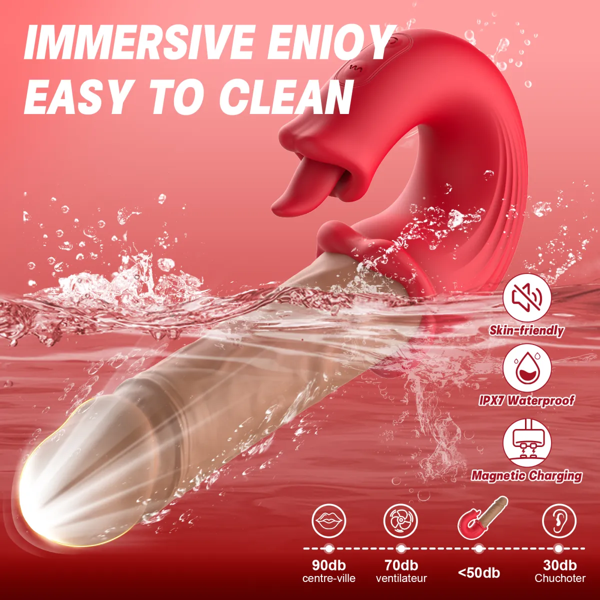 Thrusting Dildo Vibrator with Tongue Clit Stimulator