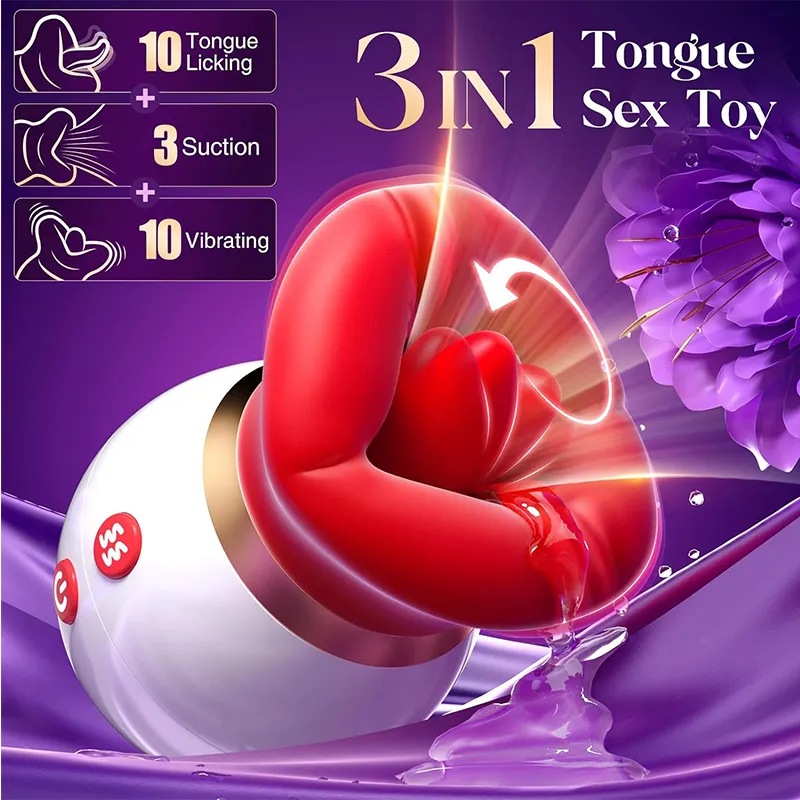 10-Mode Suction Tongue Clitoral Licking Rose Toy