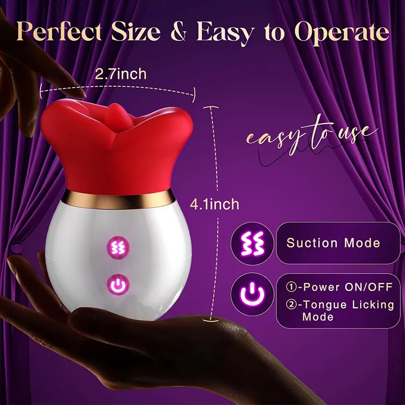 10-Mode Suction Tongue Clitoral Licking Rose Toy